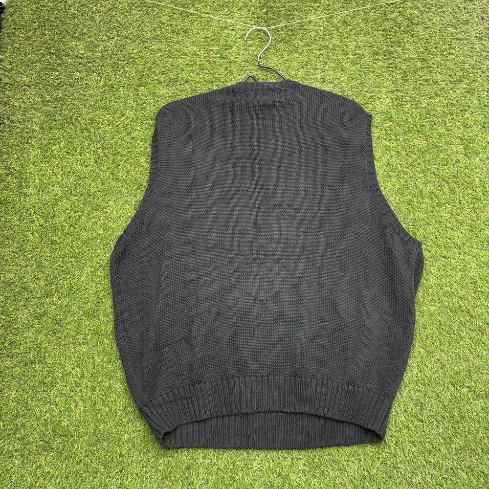 Polo Ralph Lauren Sweater Vest Mens XL Black Cotton V Neck Knit Logo Pullover